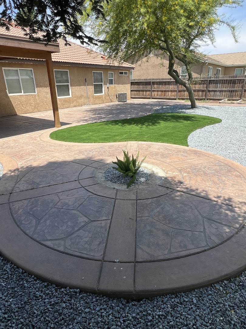 Stamped concrete patio by Nelms Landscape, Visalia CA